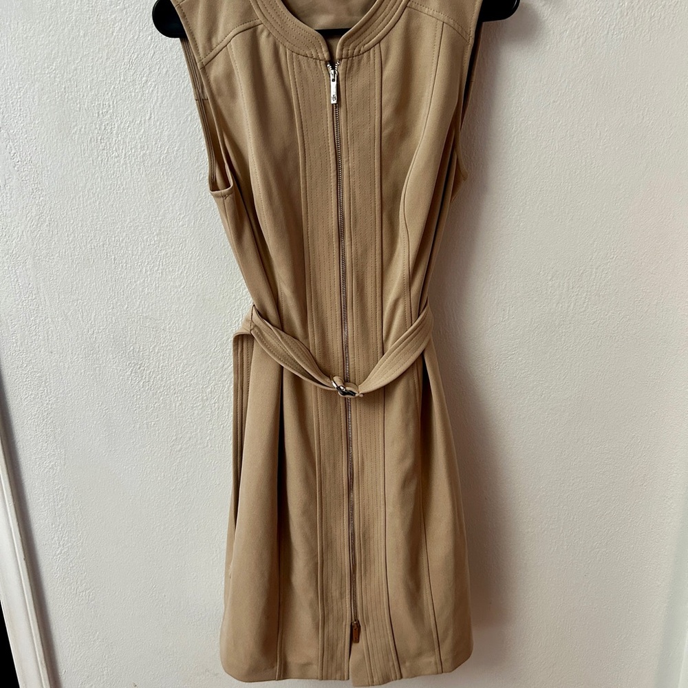 Tommy Hilfiger Tan Zip-Front Mini Dress